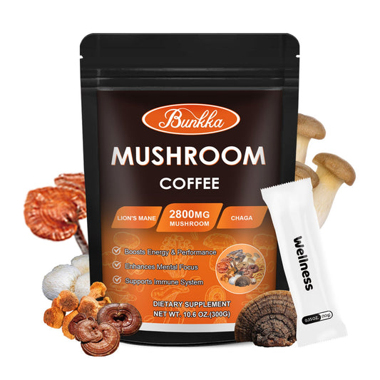 10 Mushrooms Instant Coffee Alternative Packets for Energy, Focus, Immune & Gut Health Support