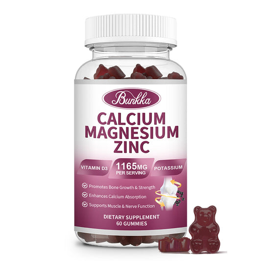 Bunkka Calcium Magnesium Zinc Vitamin D3 Gummies Dietary Supplement